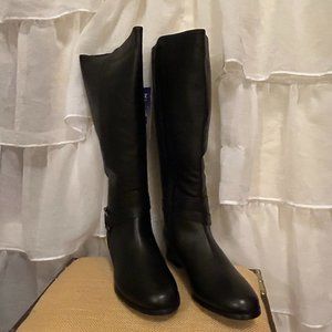 Ros Hommerson Wide Calf Suede and Leather Buckle Boots 8 Wide